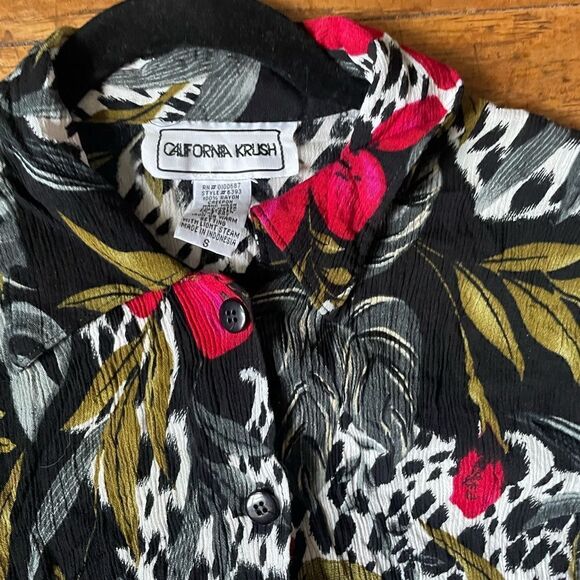 Vintage California Krush Button Up Tropical Boho Shirt Size Small - Picture 4 of 4